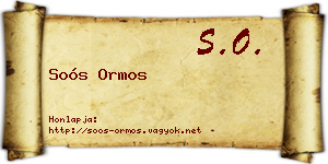 Soós Ormos névjegykártya